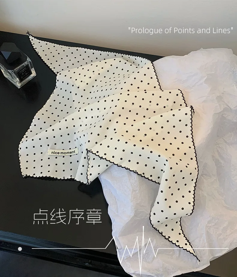 Women Polka Dot Triangle Head Scarf Also As Neck Scarf Premium Lightweight Breathable Soft Versatile All Match Decorative Wrap