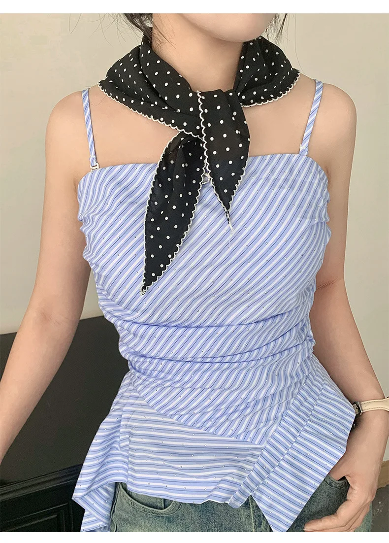 Women Polka Dot Triangle Head Scarf Also As Neck Scarf Premium Lightweight Breathable Soft Versatile All Match Decorative Wrap