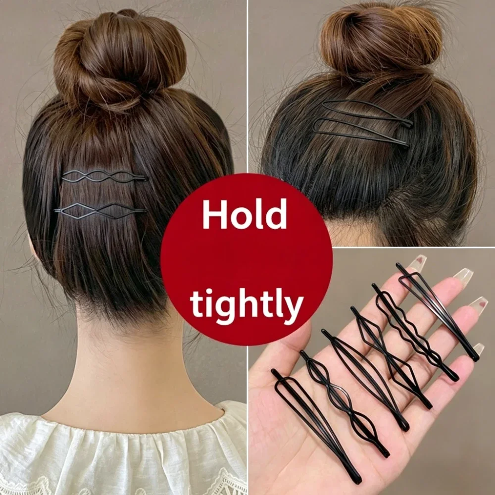 3 Styles Black Hair Clips, Invisible Bobby Pins for Bangs & Side Hair, Non-Slip Hairpins for Women