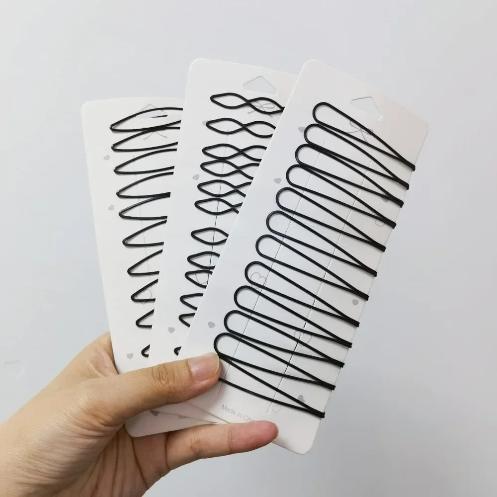 3 Styles Black Hair Clips, Invisible Bobby Pins for Bangs & Side Hair, Non-Slip Hairpins for Women