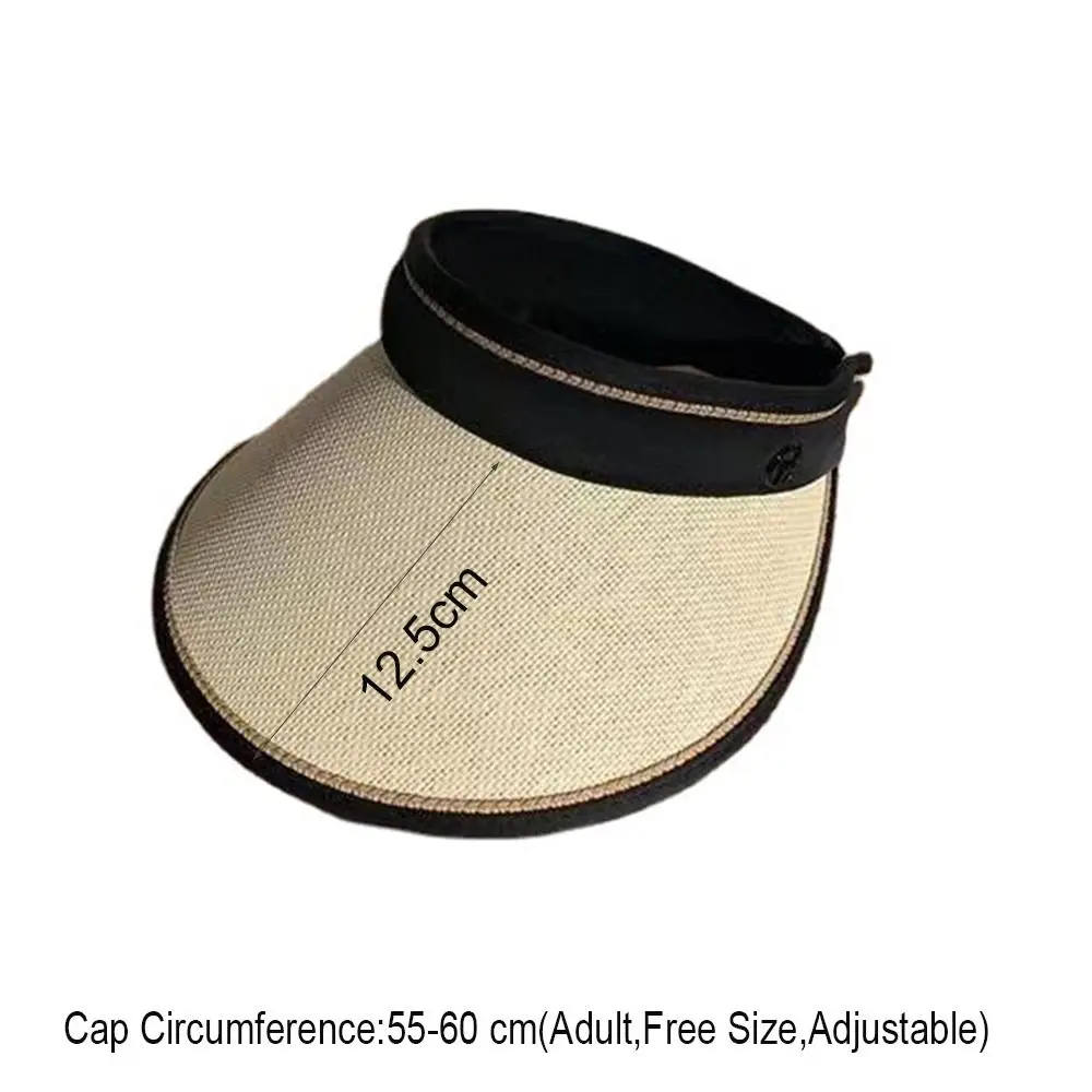 Women Girls Empty Top Wide Large Brim Foldable Casual Visors Sun Hats Straw Cap Sunshade Beach Hat