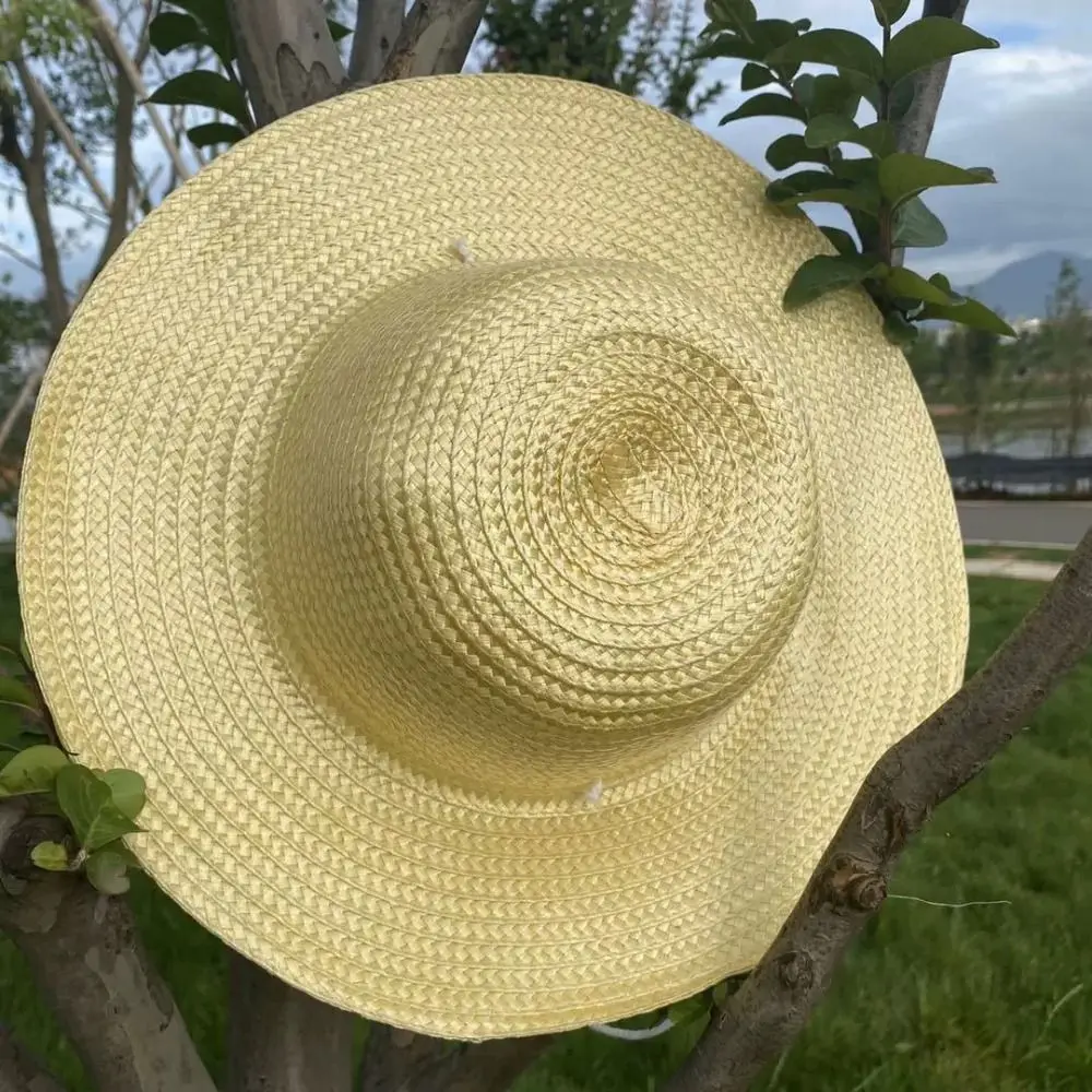 Simple Wide Brim Straw Hats Large With Windproof Rope Sun Hat Fishing Caps Women Men
