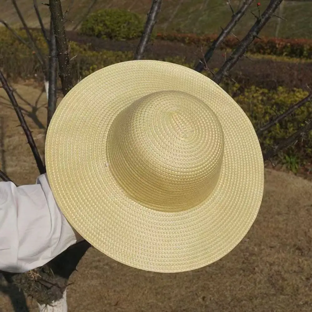 Simple Wide Brim Straw Hats Large With Windproof Rope Sun Hat Fishing Caps Women Men