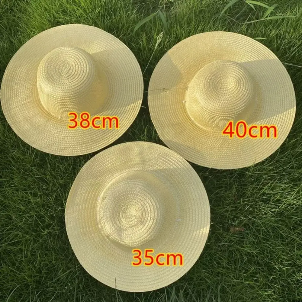 Simple Wide Brim Straw Hats Large With Windproof Rope Sun Hat Fishing Caps Women Men