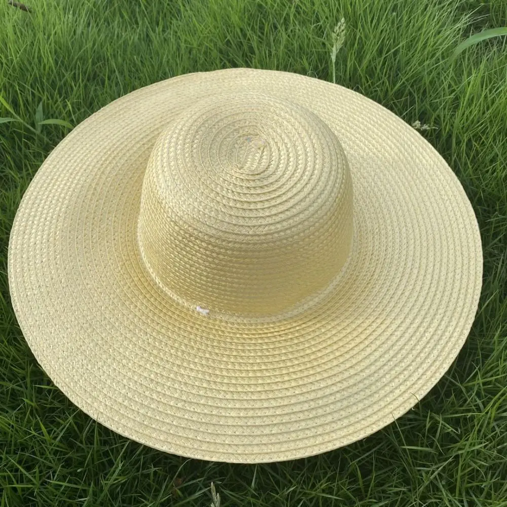 Simple Wide Brim Straw Hats Large With Windproof Rope Sun Hat Fishing Caps Women Men