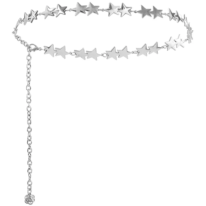 Female Tassel Waist Chain Belt Metal Star Pentagram Chain Belt Women Vintage Waist Belt Women Decorative Body Jewelry