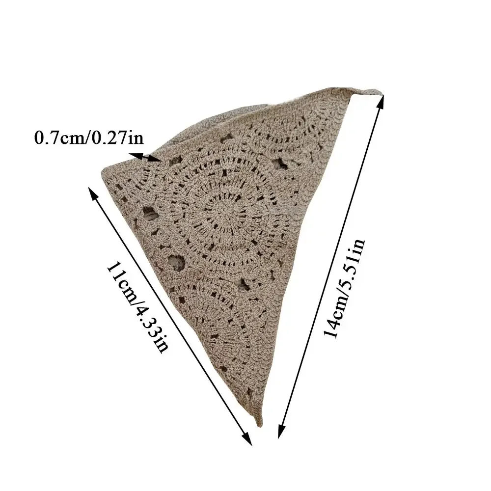 Hollow Crochet Headband Hair Bandana for Women, 3pcs Boho Triangle Head Scarf, Adjustable Non-Slip Headband, Retro Hair Kerchief
