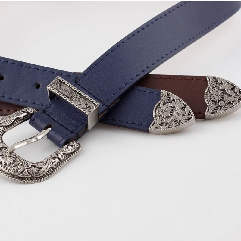 New Arrival: European American Fashion Unisex Retro Denim-Style Buckle Belt Exquisitely Embossed High-Quality Wide Belt