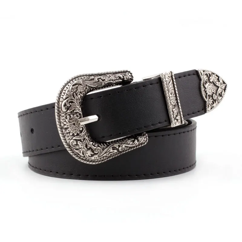 New Arrival: European American Fashion Unisex Retro Denim-Style Buckle Belt Exquisitely Embossed High-Quality Wide Belt