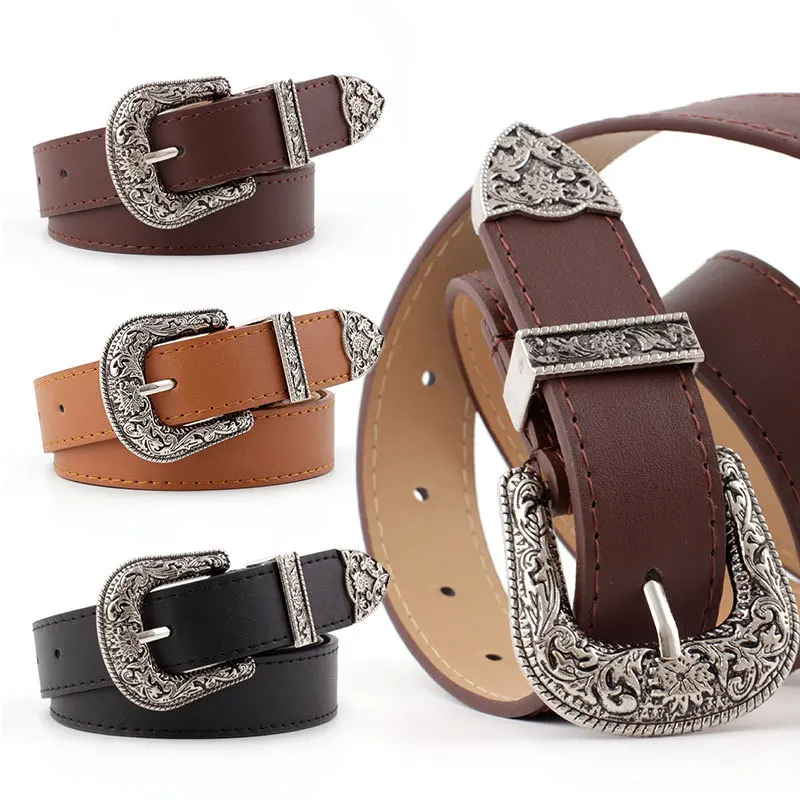 New Arrival: European American Fashion Unisex Retro Denim-Style Buckle Belt Exquisitely Embossed High-Quality Wide Belt