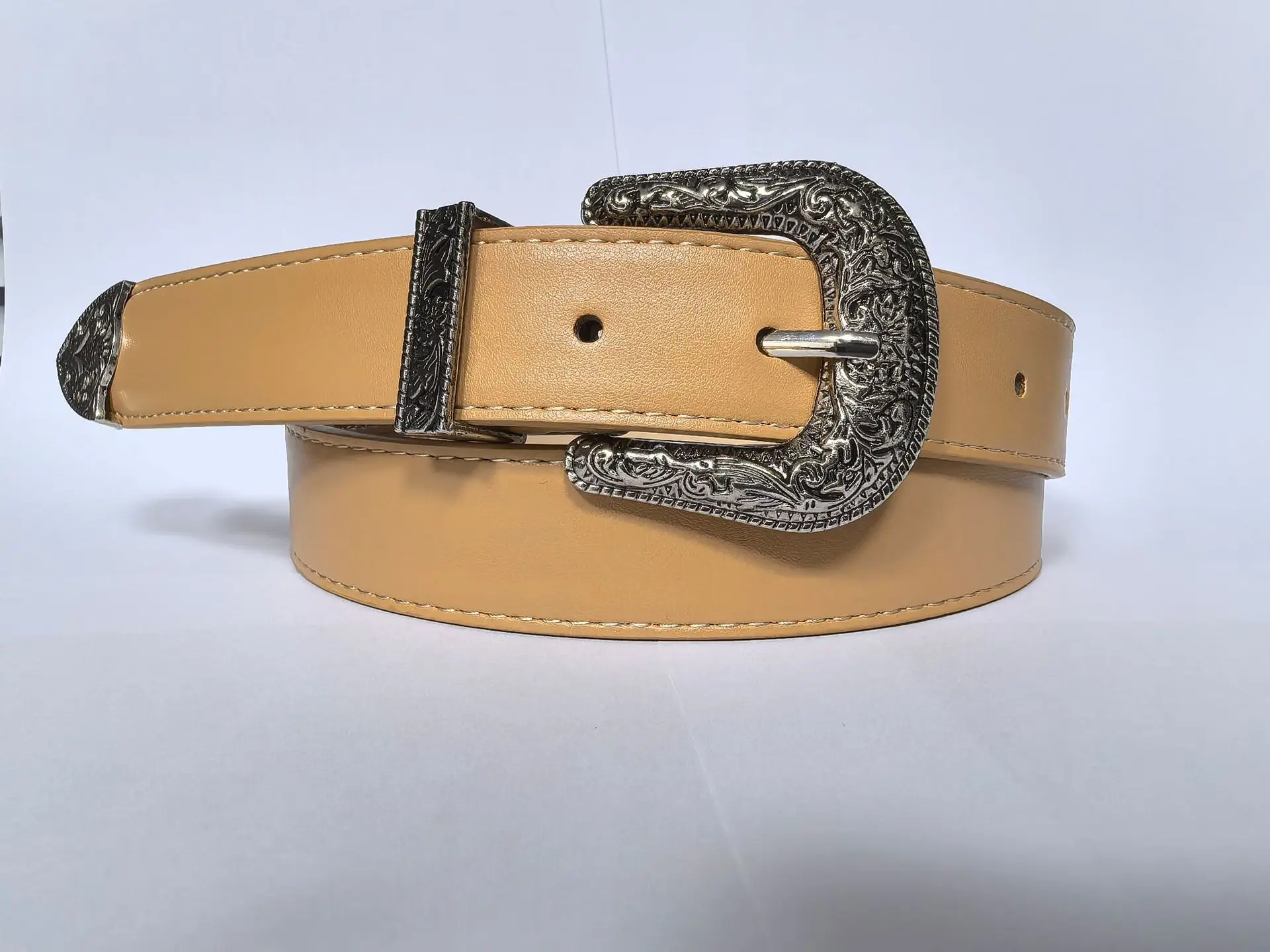 New Arrival: European American Fashion Unisex Retro Denim-Style Buckle Belt Exquisitely Embossed High-Quality Wide Belt