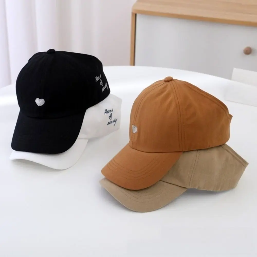 Heart-embroidered Baseball Cap for Girls Cute Breathable Children's Baseball Hat Sun Protection Tool UV Protection