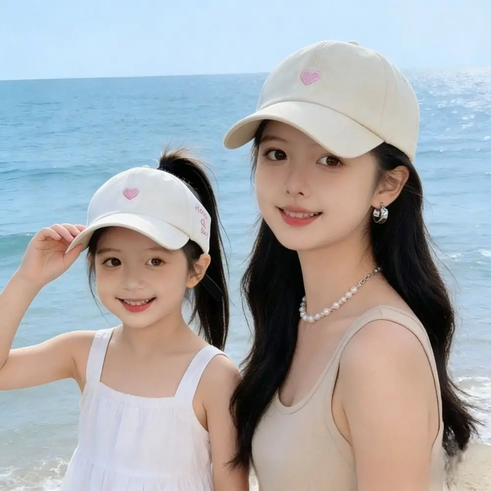 Heart-embroidered Baseball Cap for Girls Cute Breathable Children's Baseball Hat Sun Protection Tool UV Protection