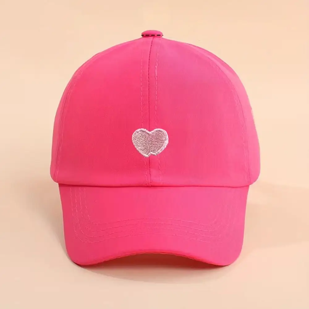 Heart-embroidered Baseball Cap for Girls Cute Breathable Children's Baseball Hat Sun Protection Tool UV Protection