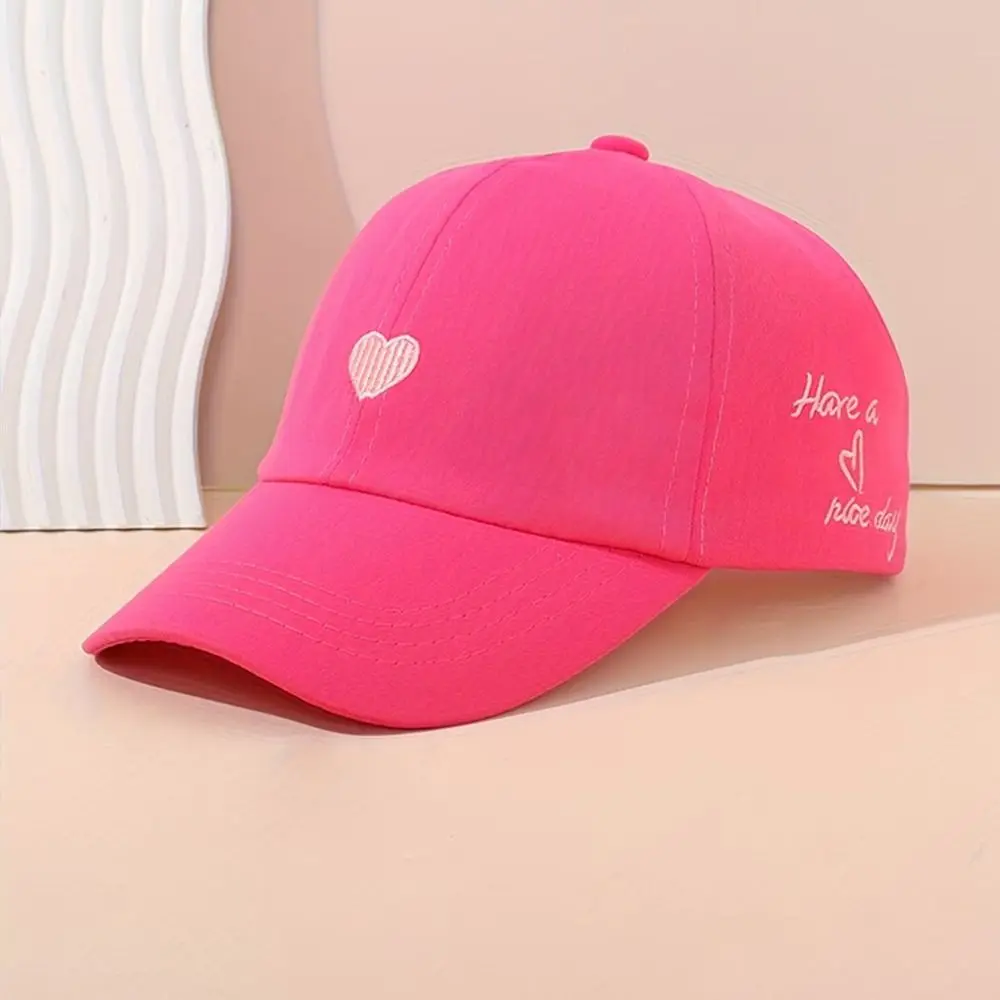 Heart-embroidered Baseball Cap for Girls Cute Breathable Children's Baseball Hat Sun Protection Tool UV Protection