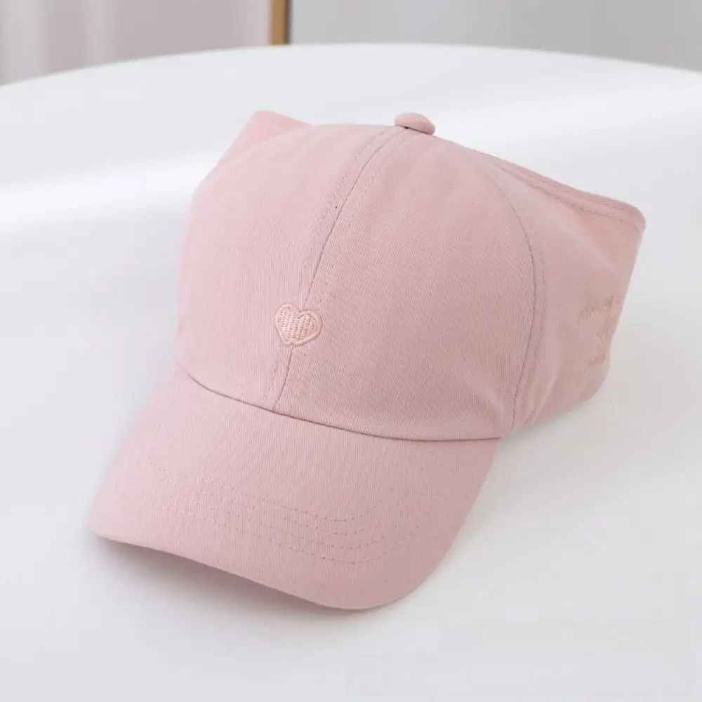 Heart-embroidered Baseball Cap for Girls Cute Breathable Children's Baseball Hat Sun Protection Tool UV Protection