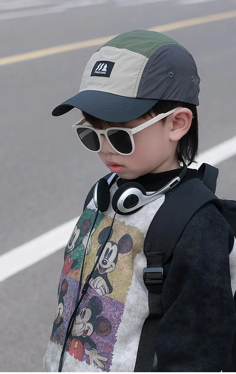 Kids Outdoor Sports Hats Children Thin Flat Brimmed Lightweight Baseball Cap Summer Breathable Sunscreen Hiking Sun Hats