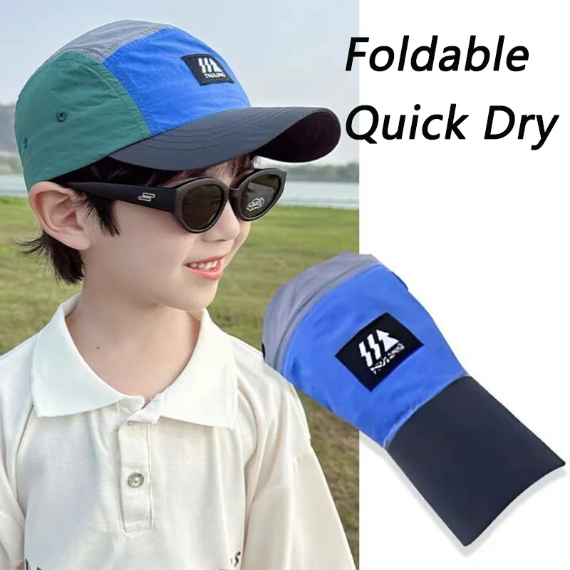 Kids Outdoor Sports Hats Children Thin Flat Brimmed Lightweight Baseball Cap Summer Breathable Sunscreen Hiking Sun Hats