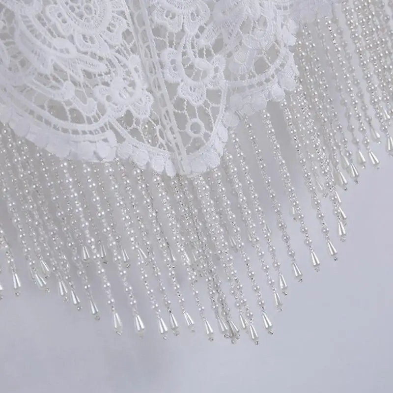 39BD Cloud Shoulder Shawl Handmade Beaded Tassels Trim Traditional Wedding Attires Dance Costume Accessory