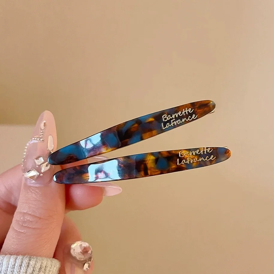2pcs/set Acetate Hair Clips Pins for Women Vintage Mini Cute No-Slip Bangs Clip Colorful Letter Hairpin Hair Accessories Set