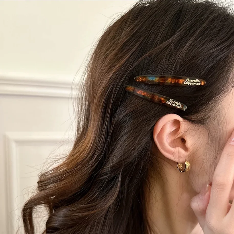 2pcs/set Acetate Hair Clips Pins for Women Vintage Mini Cute No-Slip Bangs Clip Colorful Letter Hairpin Hair Accessories Set
