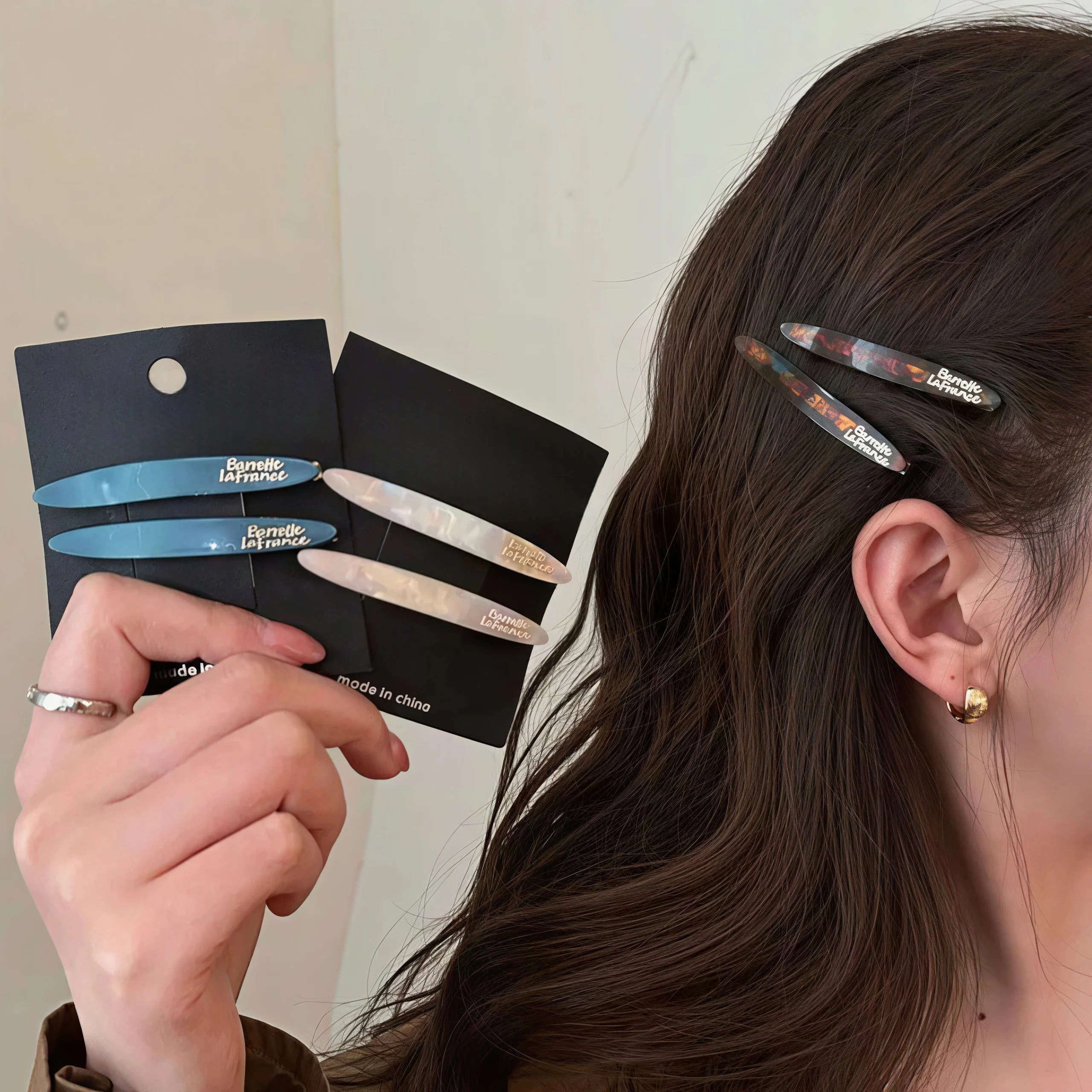 2pcs/set Acetate Hair Clips Pins for Women Vintage Mini Cute No-Slip Bangs Clip Colorful Letter Hairpin Hair Accessories Set