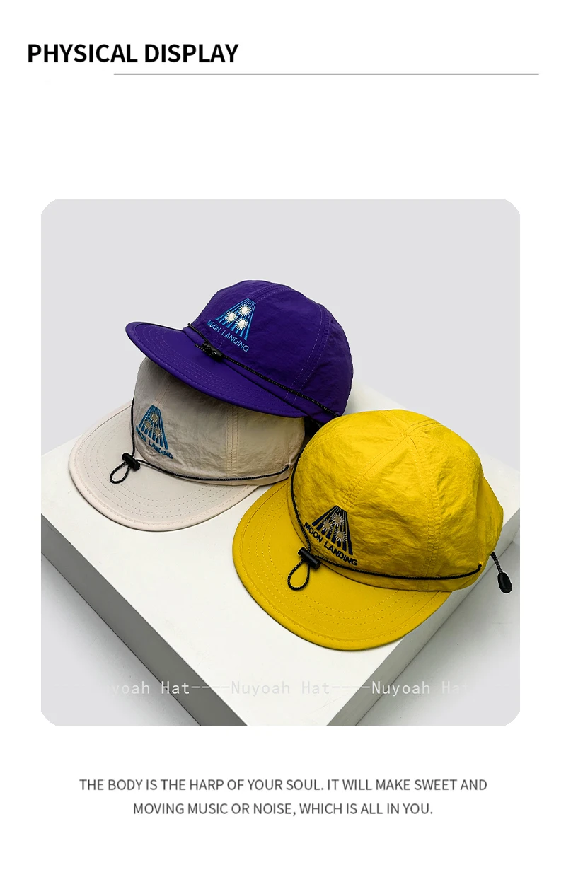Korean Quick-dry Embroidered Letters Baseball Hats Sunshade Drawstring New Men Women Versatile Ins Fashion Peaked Caps Flat Brim