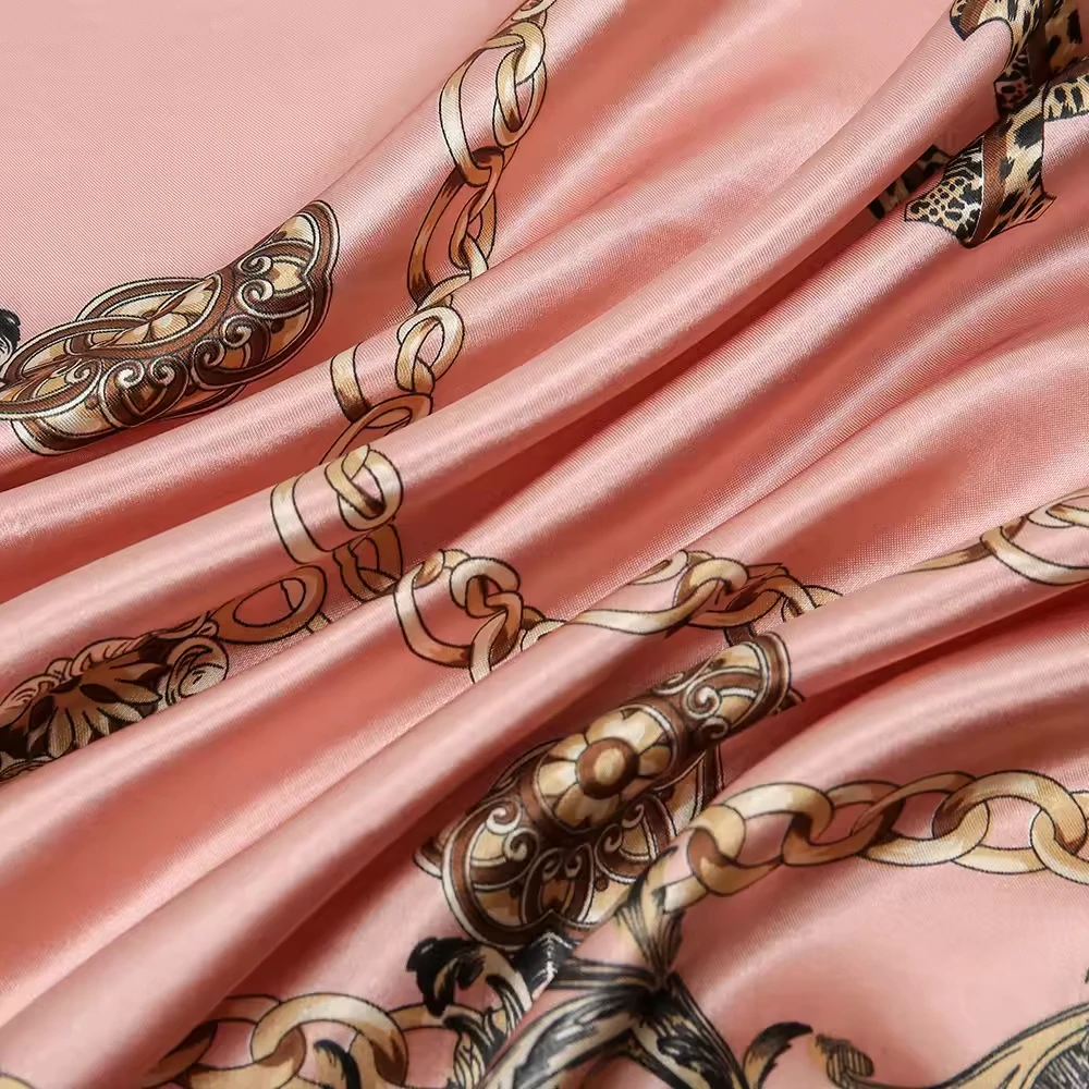 90*90cm Silk Satin Square Scarf Women Leopard Printed Headband Luxury Designers Scarf Handkerchief Foulard Silk Hair Band