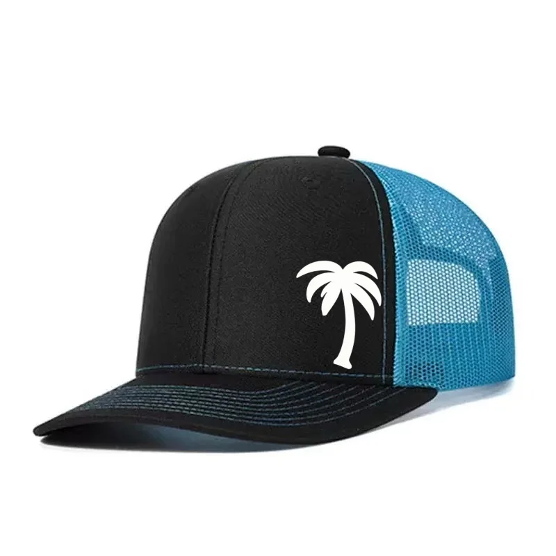 Palm Tree Printed Adjustable Baseball Cap Snapback Dad Hat Breathable Trucker Mesh Hat Golf Fishing Outdoor Sun Cap