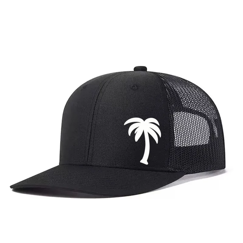 Palm Tree Printed Adjustable Baseball Cap Snapback Dad Hat Breathable Trucker Mesh Hat Golf Fishing Outdoor Sun Cap