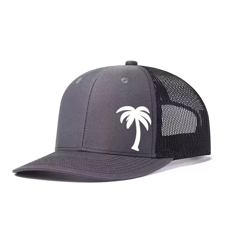 Palm Tree Printed Adjustable Baseball Cap Snapback Dad Hat Breathable Trucker Mesh Hat Golf Fishing Outdoor Sun Cap