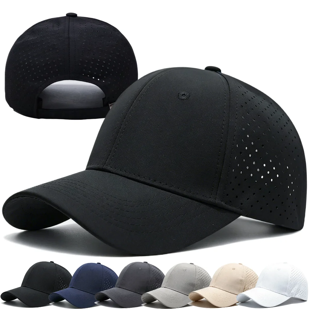 Unisex Perforated Quick-Dry Baseball Cap For Men Women Breathable Mesh Hat Sport Dad Hat Solid Color Casual Sun Visor Cap