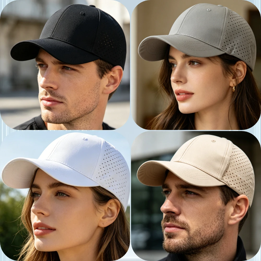 Unisex Perforated Quick-Dry Baseball Cap For Men Women Breathable Mesh Hat Sport Dad Hat Solid Color Casual Sun Visor Cap