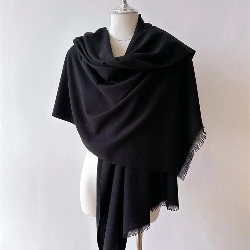 Fashion Winter Cashmere Scarf for Women Warm Solid Color Wraps Shawls Bandana Foulard Neckerchief Poncho Echarpe Pashmina Stoles