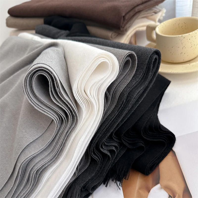 Fashion Winter Cashmere Scarf for Women Warm Solid Color Wraps Shawls Bandana Foulard Neckerchief Poncho Echarpe Pashmina Stoles