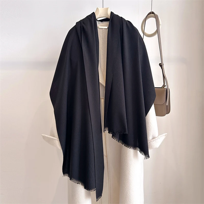 Fashion Winter Cashmere Scarf for Women Warm Solid Color Wraps Shawls Bandana Foulard Neckerchief Poncho Echarpe Pashmina Stoles
