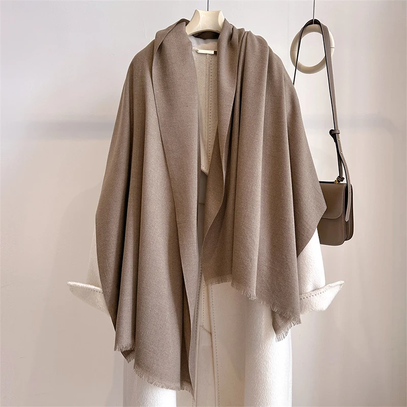 Fashion Winter Cashmere Scarf for Women Warm Solid Color Wraps Shawls Bandana Foulard Neckerchief Poncho Echarpe Pashmina Stoles