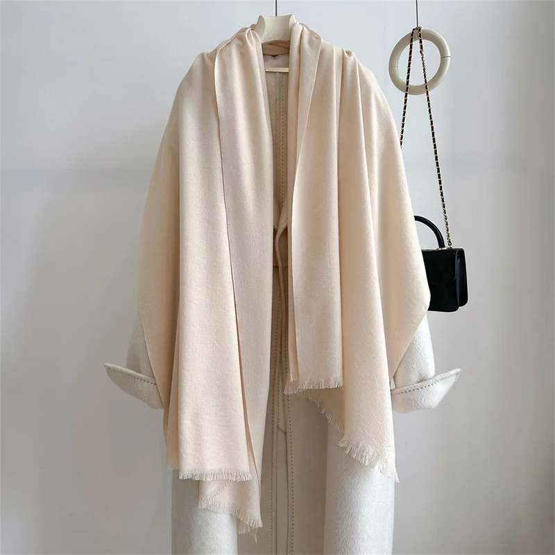 Fashion Winter Cashmere Scarf for Women Warm Solid Color Wraps Shawls Bandana Foulard Neckerchief Poncho Echarpe Pashmina Stoles