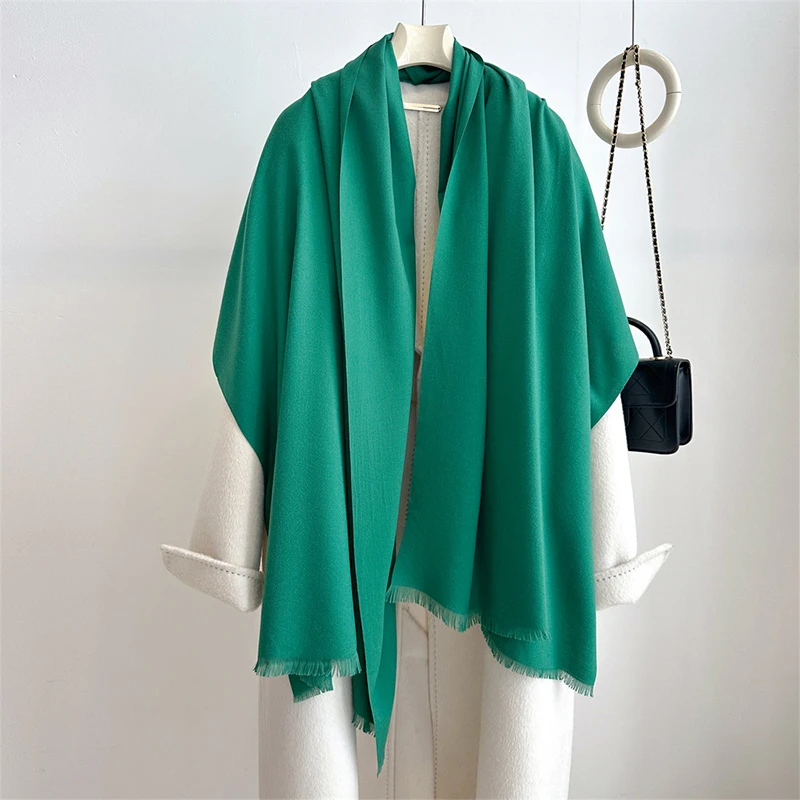 Fashion Winter Cashmere Scarf for Women Warm Solid Color Wraps Shawls Bandana Foulard Neckerchief Poncho Echarpe Pashmina Stoles