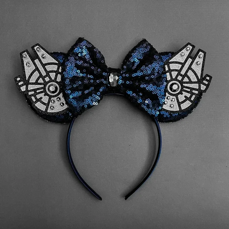 Disney Star Wars R2-D2 Ears Headband Women Cute BB-8 Hairband Girl Sequins Bow Hair Accessories Kids Birthday Festival Gift