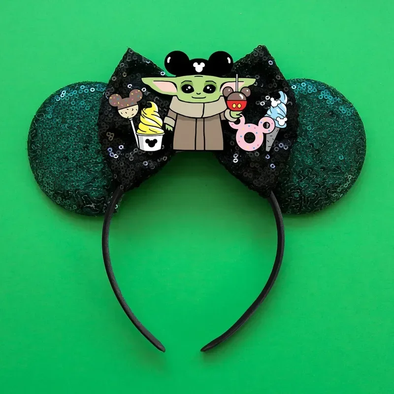 Disney Star Wars R2-D2 Ears Headband Women Cute BB-8 Hairband Girl Sequins Bow Hair Accessories Kids Birthday Festival Gift