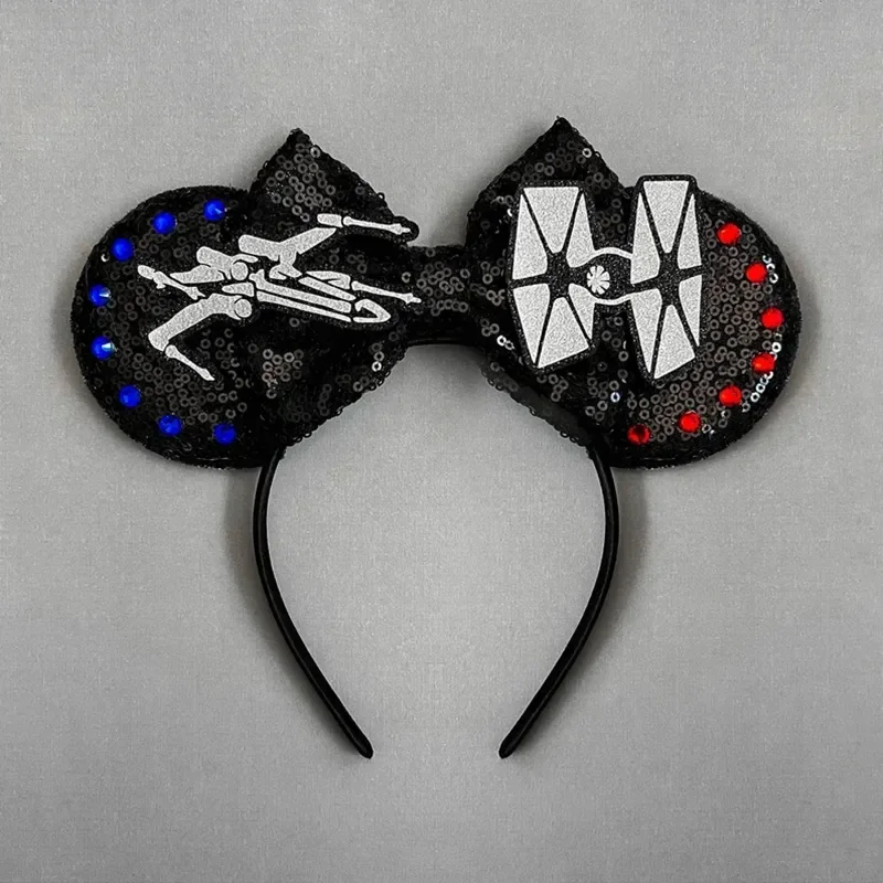 Disney Star Wars R2-D2 Ears Headband Women Cute BB-8 Hairband Girl Sequins Bow Hair Accessories Kids Birthday Festival Gift