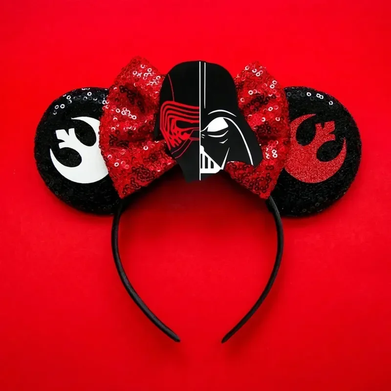 Disney Star Wars R2-D2 Ears Headband Women Cute BB-8 Hairband Girl Sequins Bow Hair Accessories Kids Birthday Festival Gift