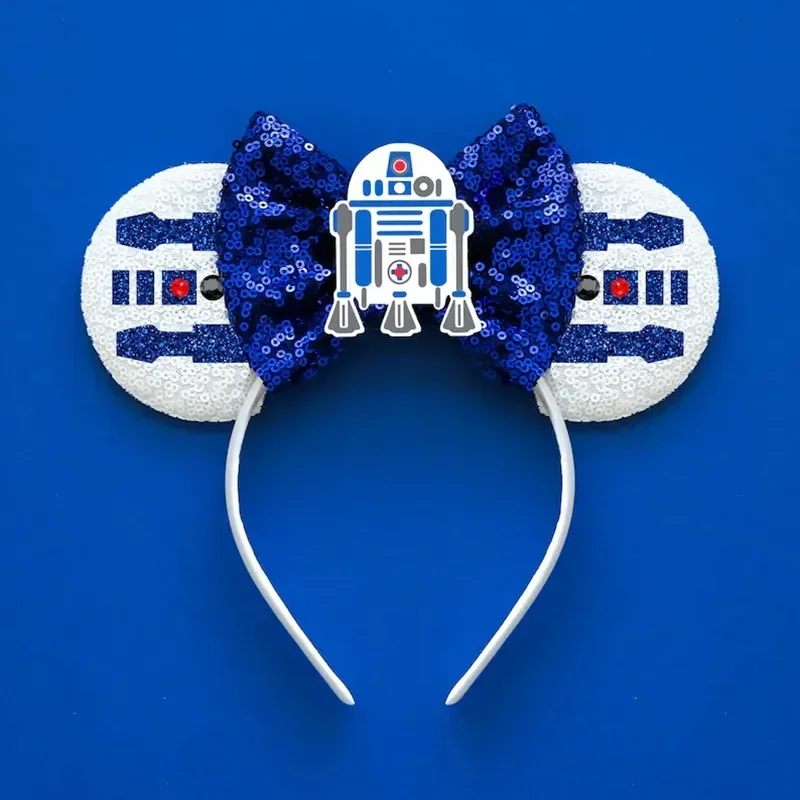 Disney Star Wars R2-D2 Ears Headband Women Cute BB-8 Hairband Girl Sequins Bow Hair Accessories Kids Birthday Festival Gift
