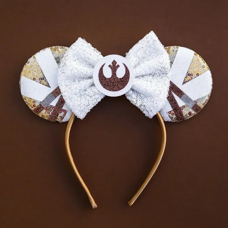 Disney Star Wars R2-D2 Ears Headband Women Cute BB-8 Hairband Girl Sequins Bow Hair Accessories Kids Birthday Festival Gift