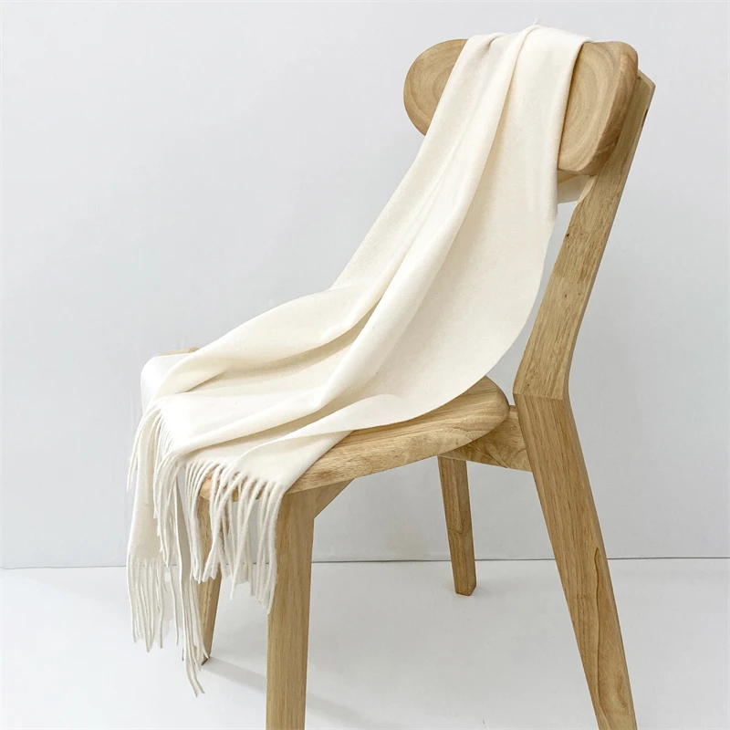 Luxury Brand Design Solid Cashmere Scarf for Women Winter Pashmina Blanket Lady Warm Thicken Shawl Wrap Tassel Echarpe Poncho