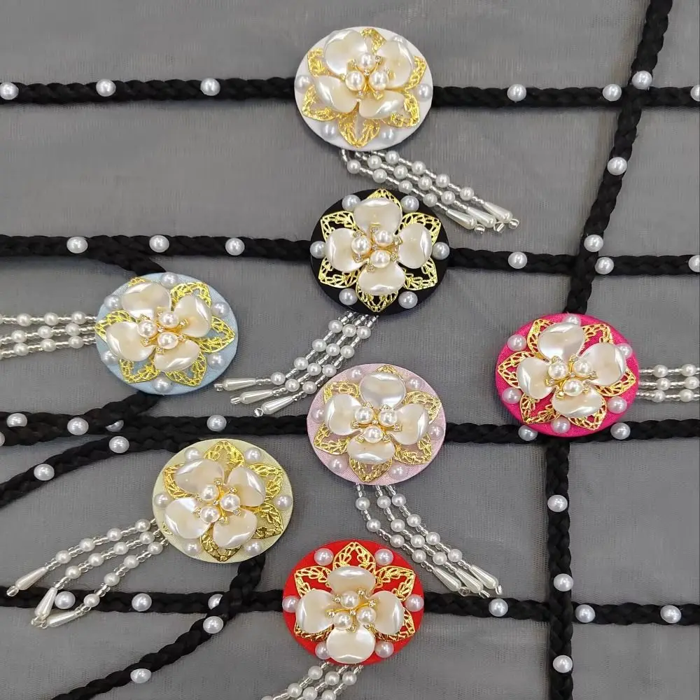 Fashion Flower Hanbok Wig Headdress Tassel Traditional Korea Ethnic Style Hairband Elegant Classical Stage Dance Hair Hoop Girls