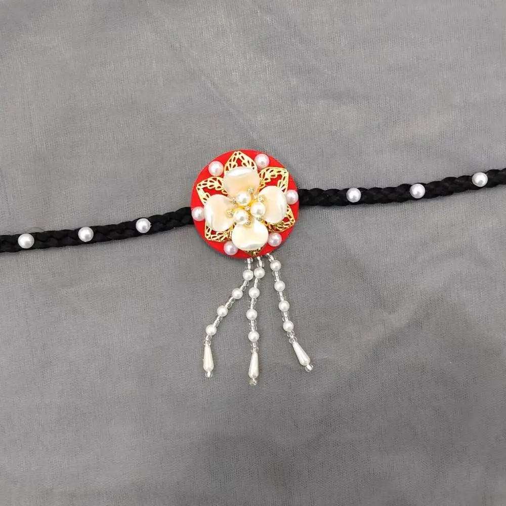 Fashion Flower Hanbok Wig Headdress Tassel Traditional Korea Ethnic Style Hairband Elegant Classical Stage Dance Hair Hoop Girls