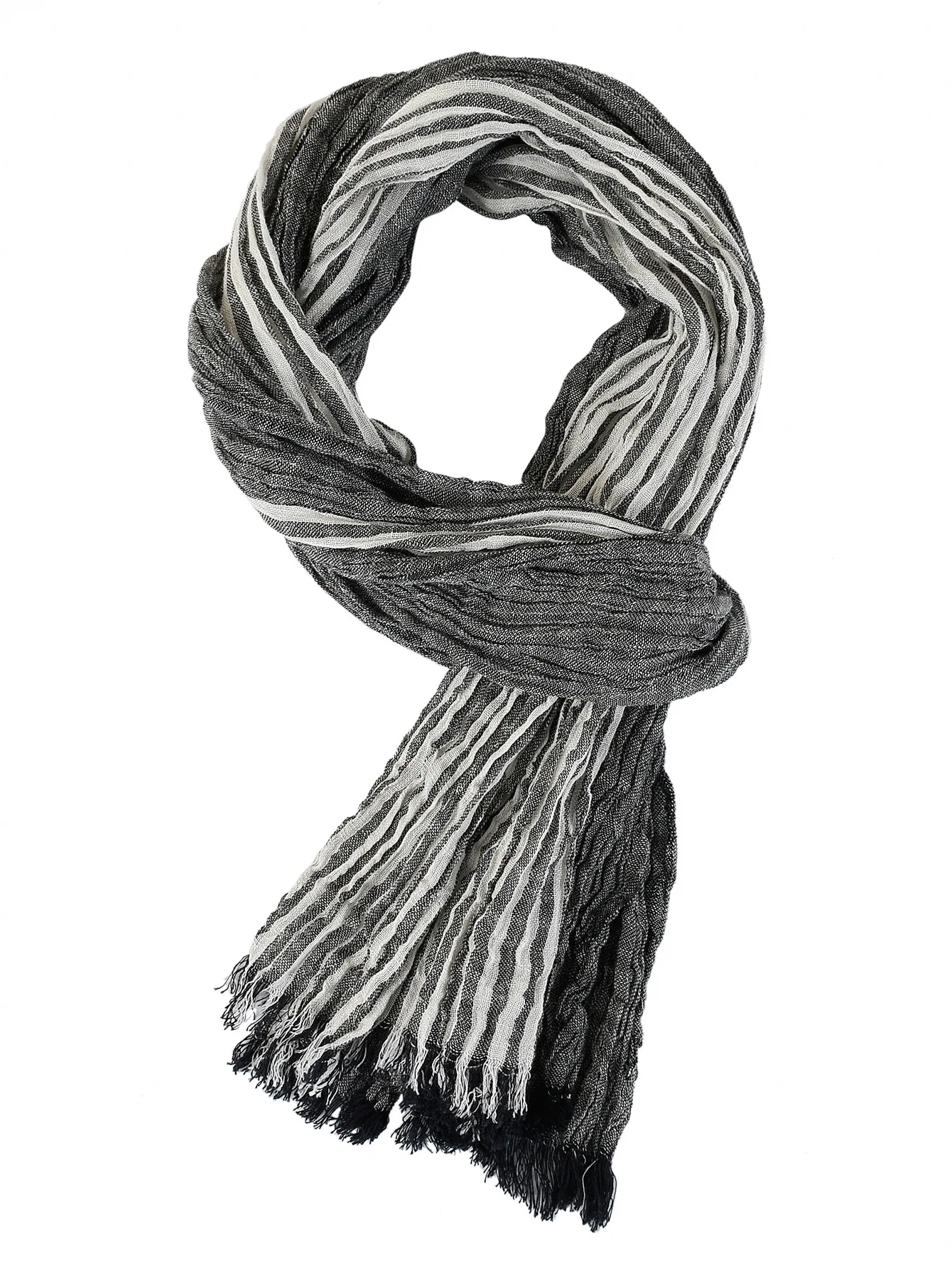 Fashion Patchwork Striped Men's Scarf Cotton Linen Autumn Winter Warm Neckerchief Short Tassel Bufanda Male Accessories Scarves