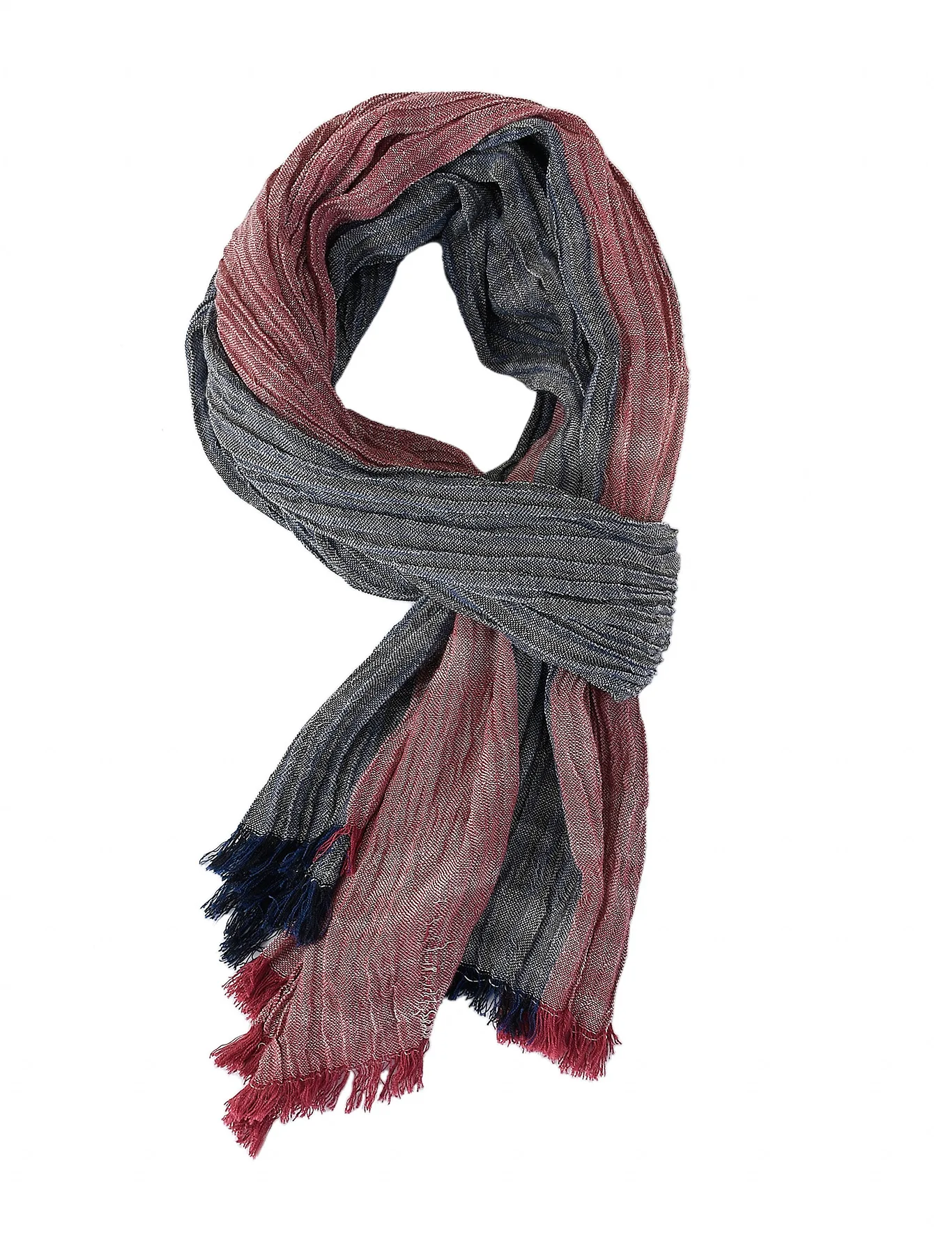 Fashion Patchwork Striped Men's Scarf Cotton Linen Autumn Winter Warm Neckerchief Short Tassel Bufanda Male Accessories Scarves